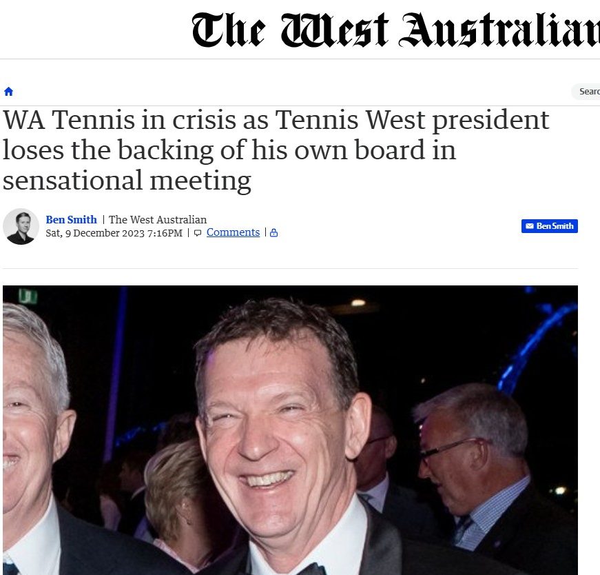 Rod Van attending a formal event during his Tennis West tenure.